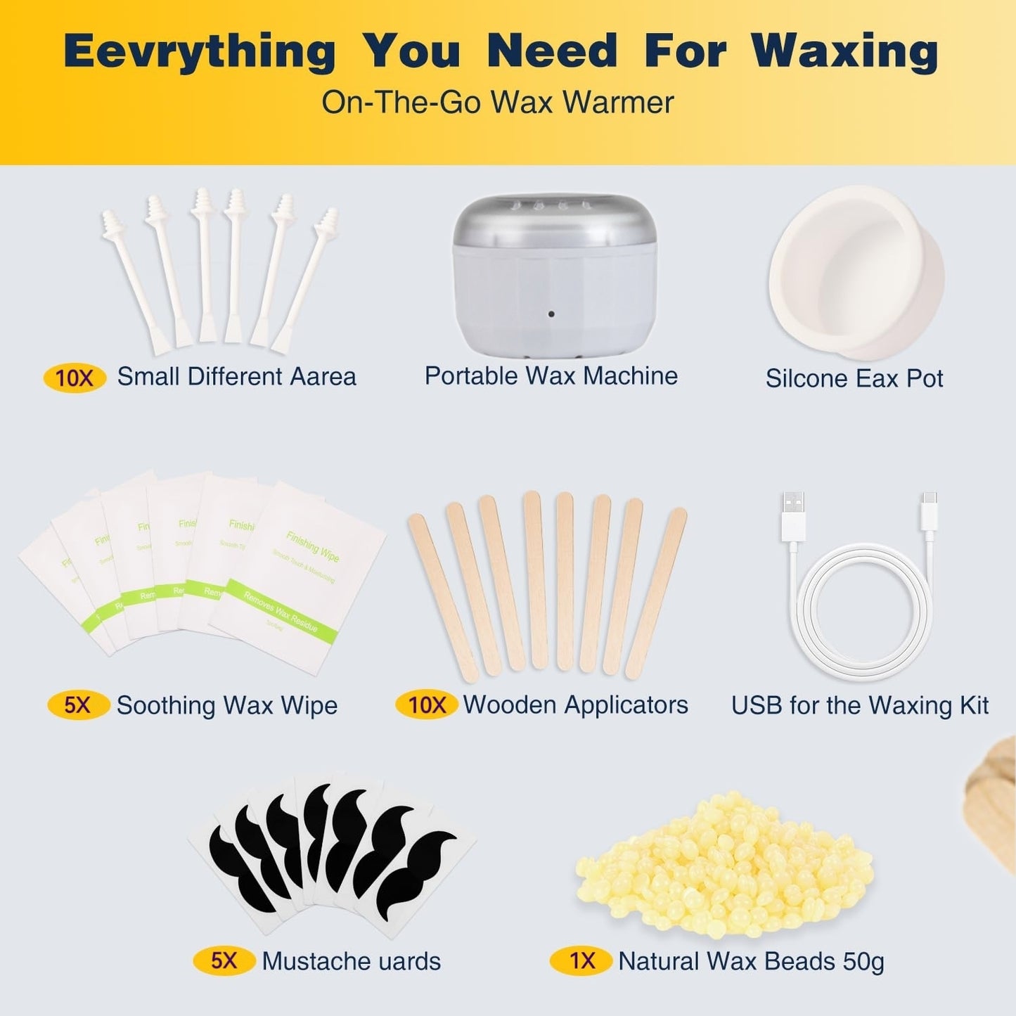 Nose Wax Kit, Nose Ear Hair Waxing Kit for Men and Women with Wax, Sticks, Nose Ear Hair Removal Kit, USB Fast Heat, Smart Temperature Control, Compact Travel Size