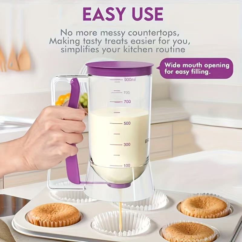 Pancake Cupcake Batter Dispenser with Cleaning Brush, BPA Free, Foldable Batter Separator for Cupcakes, Pancakes, Cookies, Cakes, Waffles - Perfect Baking Tool for Cupcake, Waffle, Muffin Mixes Or Any Baked Goods
