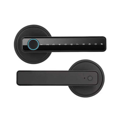 📱Tuya TTLock Smart Door Lock, Biometric Fingerprint & Key Card Electronic Security Lock, Anti-Theft Smart Handle Lever Lock, Bluetooth APP Remote Control Keyless Entry Lock for Home Apartment Office Rental