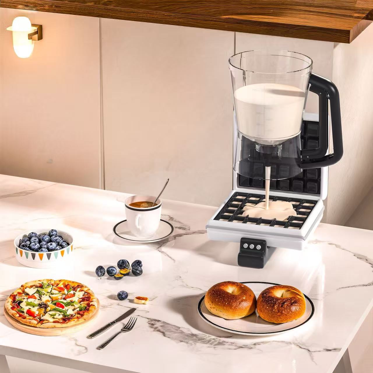 Pancake Cupcake Batter Dispenser with Cleaning Brush, BPA Free, Foldable Batter Separator for Cupcakes, Pancakes, Cookies, Cakes, Waffles - Perfect Baking Tool for Cupcake, Waffle, Muffin Mixes Or Any Baked Goods