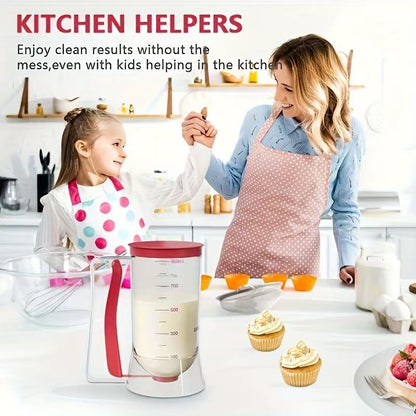 Pancake Cupcake Batter Dispenser with Cleaning Brush, BPA Free, Foldable Batter Separator for Cupcakes, Pancakes, Cookies, Cakes, Waffles - Perfect Baking Tool for Cupcake, Waffle, Muffin Mixes Or Any Baked Goods