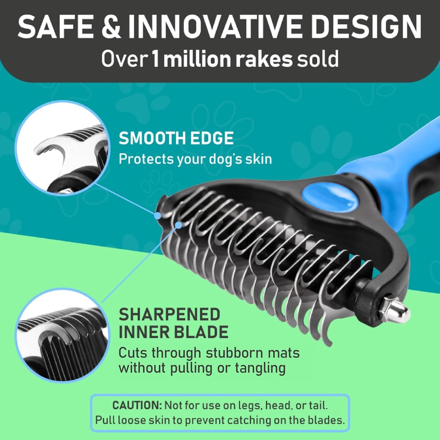 Pet Grooming Rake - Double-Sided Deshedding Dematting Tool, Undercoat Rake for Dogs & Cats, Extra-Wide Dog Grooming Brush & Deshedder Comb for Long Hair, Reduces Shedding 90%