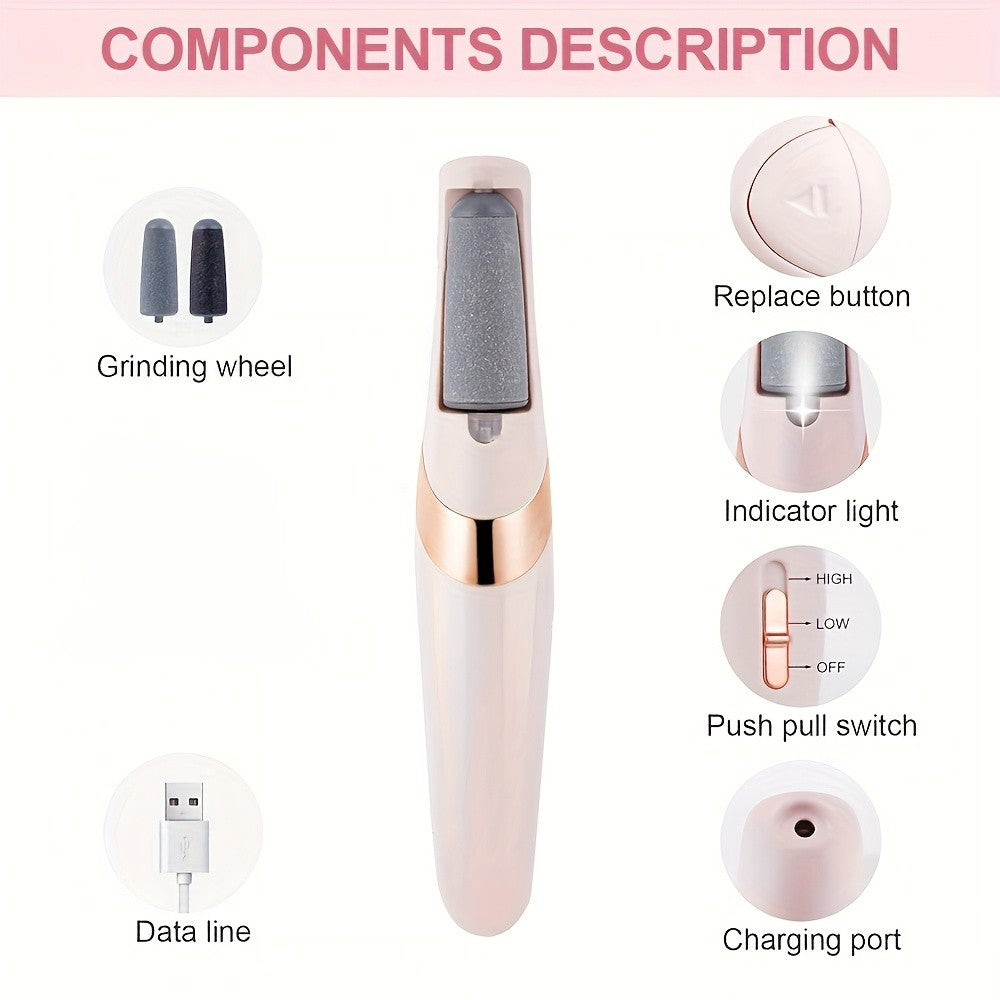 Electric Foot Dead Skin Remover, Foot Grinder, Portable Foot And Grinding Tool, 2 Interchangeable Grinding Heads
