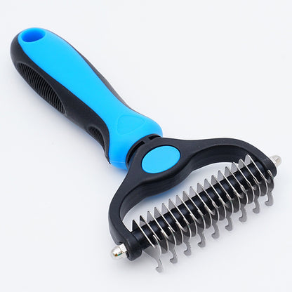 Pet Grooming Rake - Double-Sided Deshedding Dematting Tool, Undercoat Rake for Dogs & Cats, Extra-Wide Dog Grooming Brush & Deshedder Comb for Long Hair, Reduces Shedding 90%