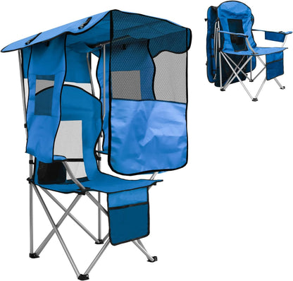 Portable Camping Chair with Canopy & Cooler