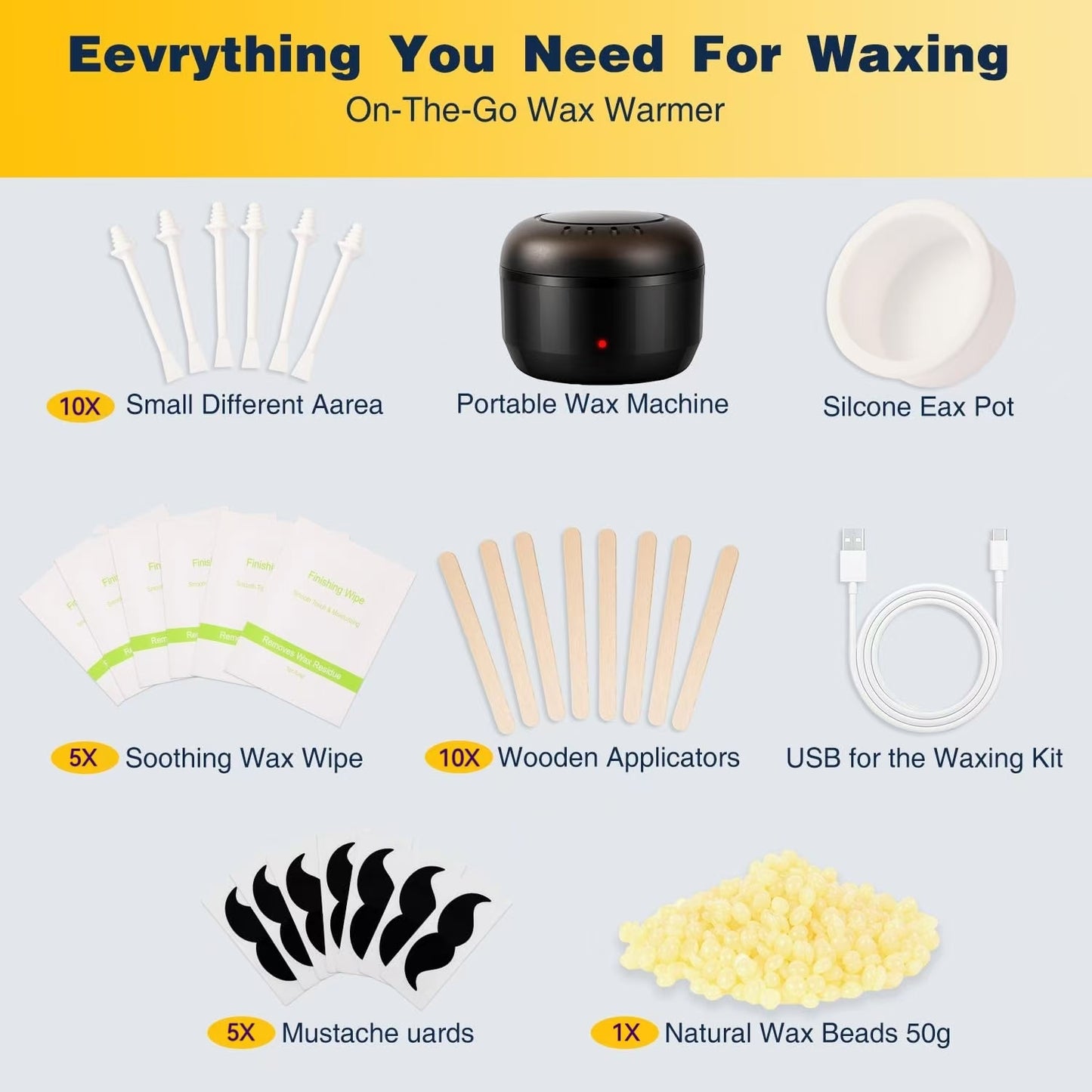 Nose Wax Kit, Nose Ear Hair Waxing Kit for Men and Women with Wax, Sticks, Nose Ear Hair Removal Kit, USB Fast Heat, Smart Temperature Control, Compact Travel Size