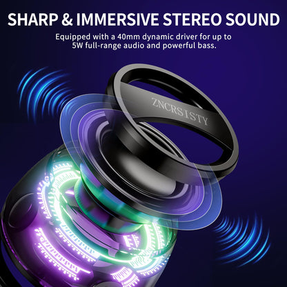 2Pcs Magnetic Bluetooth Speaker with RGB Light - Portable Mini Bluetooth Speaker, Full-Range Stereo Sound for 7H Playtime, Game Mode, Perfect Teen Gift for Outdoor Adventure Party(Black)