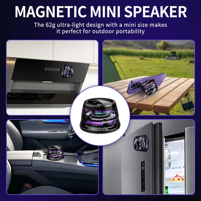 2Pcs Magnetic Bluetooth Speaker with RGB Light - Portable Mini Bluetooth Speaker, Full-Range Stereo Sound for 7H Playtime, Game Mode, Perfect Teen Gift for Outdoor Adventure Party(Black)