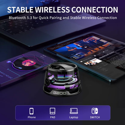 2Pcs Magnetic Bluetooth Speaker with RGB Light - Portable Mini Bluetooth Speaker, Full-Range Stereo Sound for 7H Playtime, Game Mode, Perfect Teen Gift for Outdoor Adventure Party(Black)