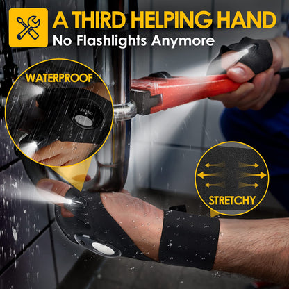 A pair of LED Flashlight Gloves, Father Day Gifts from Wife Daughter, Anniversary Birthday Gift for Men Dad Him Husband Boyfriend, Camping Essentials Cool Gadgets Tools for Fishing Repairing