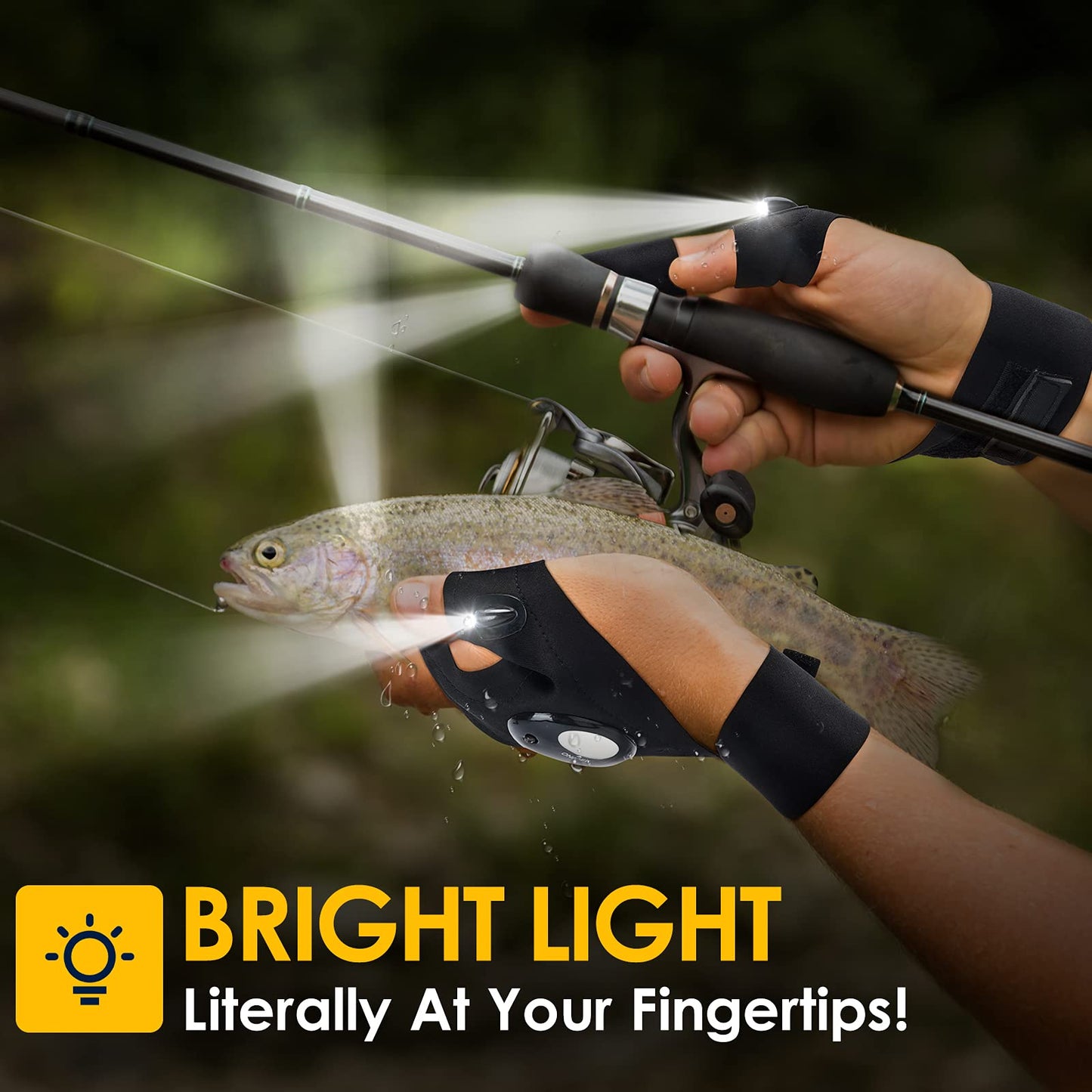 A pair of LED Flashlight Gloves, Father Day Gifts from Wife Daughter, Anniversary Birthday Gift for Men Dad Him Husband Boyfriend, Camping Essentials Cool Gadgets Tools for Fishing Repairing
