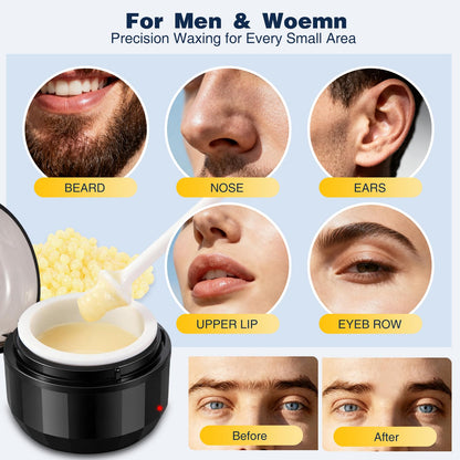 Nose Wax Kit, Nose Ear Hair Waxing Kit for Men and Women with Wax, Sticks, Nose Ear Hair Removal Kit, USB Fast Heat, Smart Temperature Control, Compact Travel Size