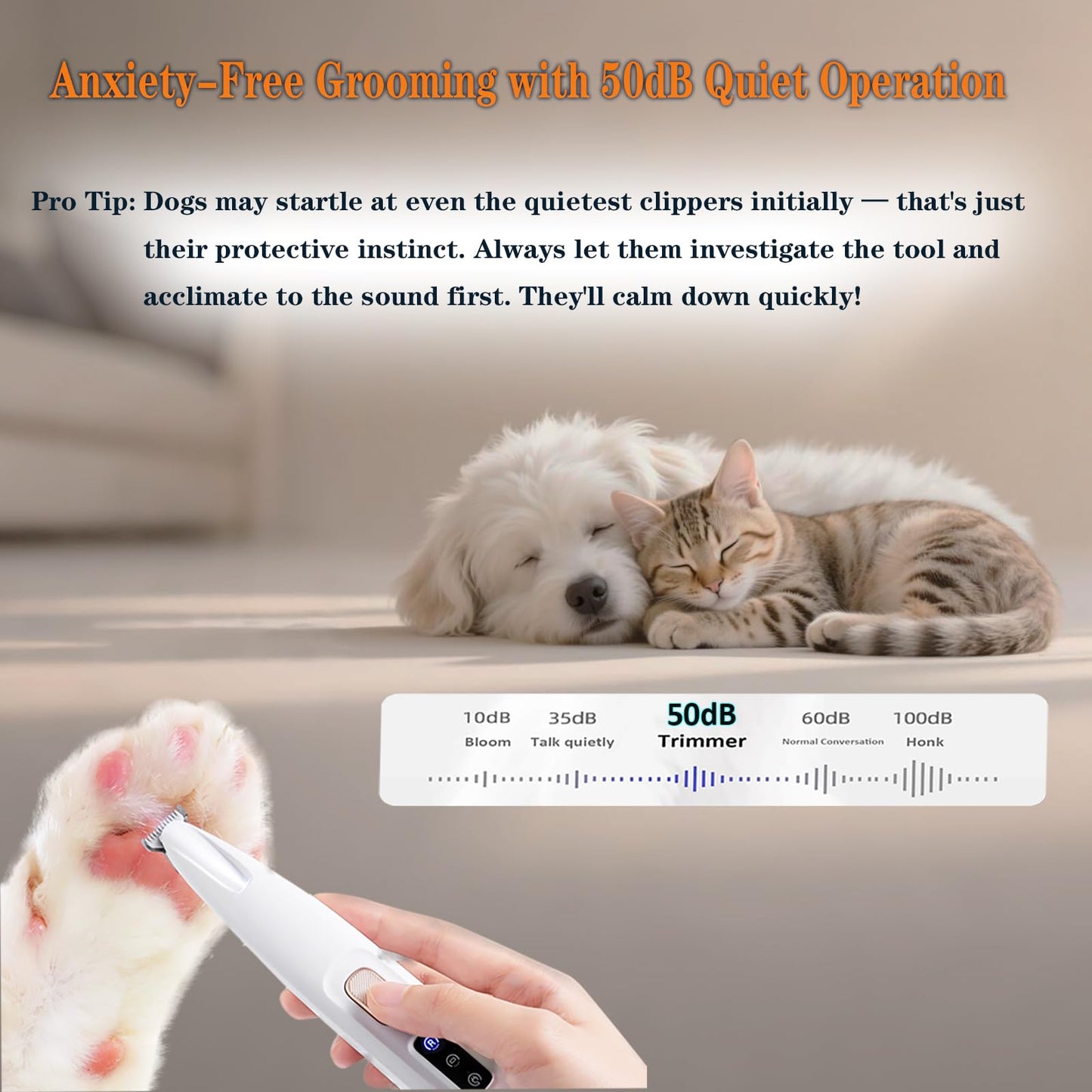 Multifunctional Pet Hair Trimmer Waterproof Rechargeable Shaver with LED Light for Paws Eyes Ears Face Buttocks for Small Dogs and Cats，50dB Quiet Shave.