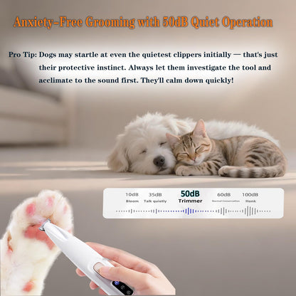 Multifunctional Pet Hair Trimmer Waterproof Rechargeable Shaver with LED Light for Paws Eyes Ears Face Buttocks for Small Dogs and Cats，50dB Quiet Shave.