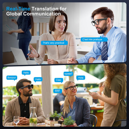 ⚡⚡⚡ AI Smart Glasses with 8MP Camera, 4K Video, Photo Capture, Real-Time Translation, Recording, AI Assistant, Open-Ear Audio, Bluetooth, Object Recognition, Replaceable Sunglasses Lenses for Men Women