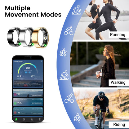 Smart Ring for Women & Men, Smart Ring Health Tracker, Blood Oxygen & Heart Rate Monitor, Long Lasting Battery Sleep Ring, Waterproof Fitness Ring