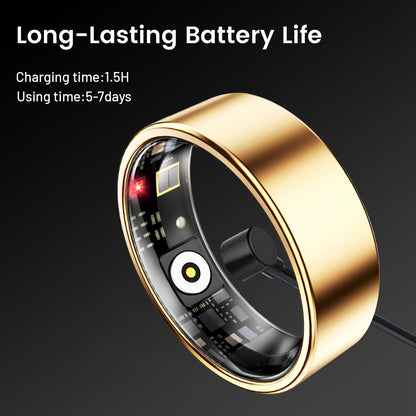 Smart Ring for Women & Men, Smart Ring Health Tracker, Blood Oxygen & Heart Rate Monitor, Long Lasting Battery Sleep Ring, Waterproof Fitness Ring