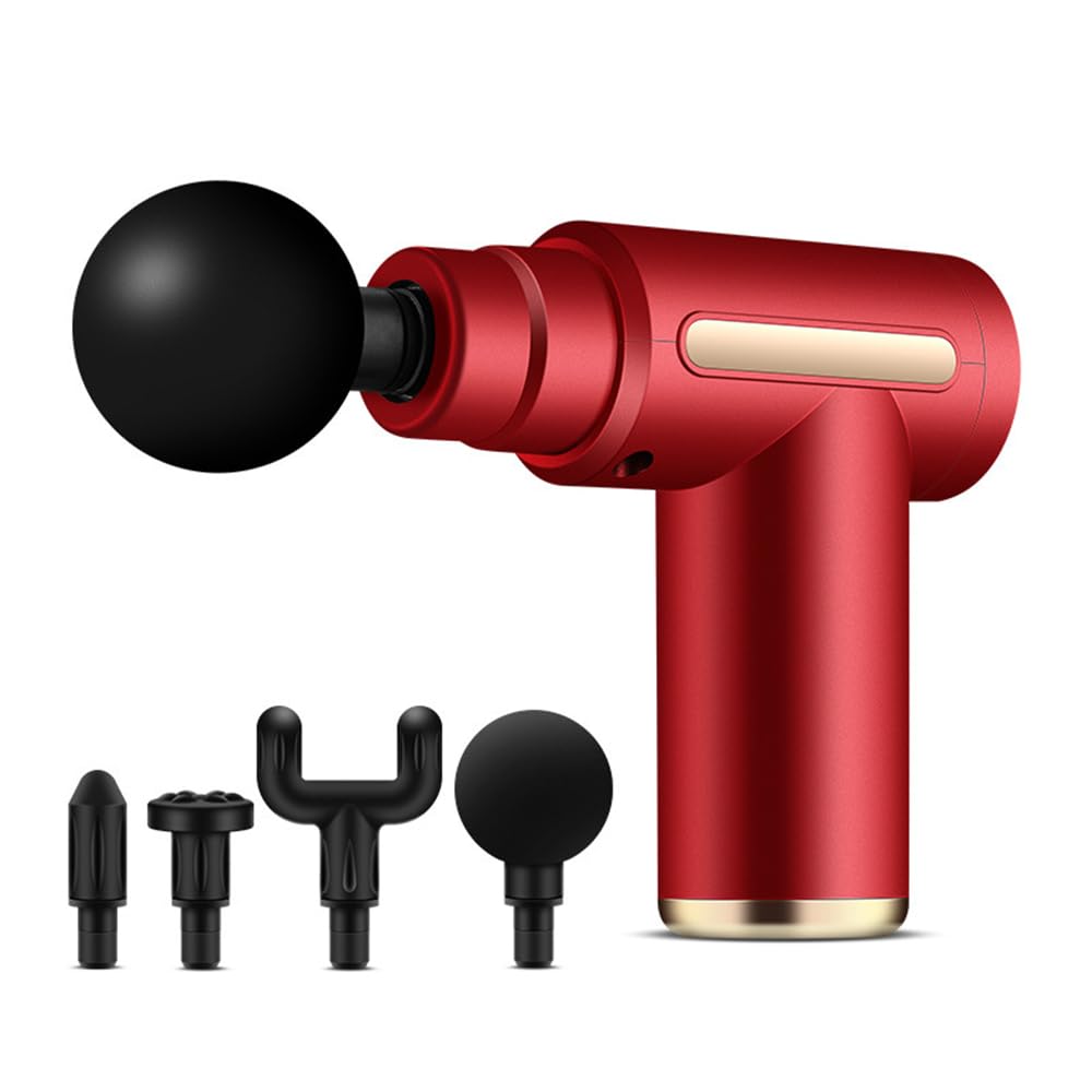 Mini Massage Gun, Small Portable Deep Tissue Muscle Massager, Handheld Fascia Gun for Pain Relief, Quiet Mini Massage Gun with 4 Heads for Travel, Office, Gym & Gifts