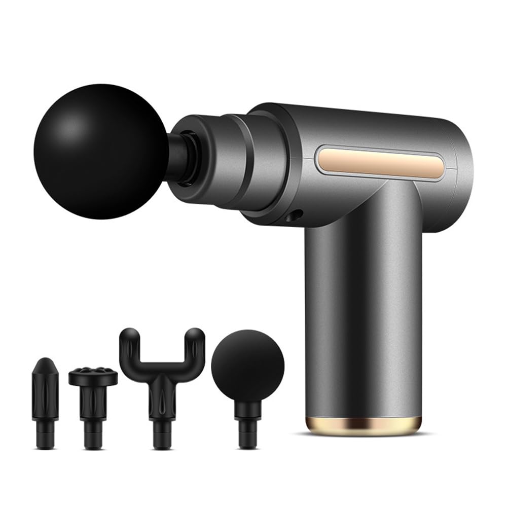Mini Massage Gun, Small Portable Deep Tissue Muscle Massager, Handheld Fascia Gun for Pain Relief, Quiet Mini Massage Gun with 4 Heads for Travel, Office, Gym & Gifts