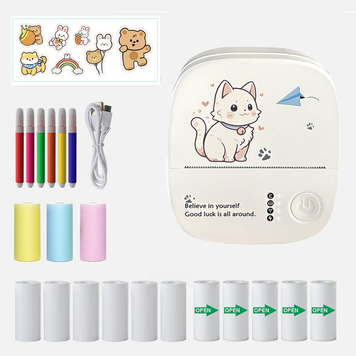 Mini Sticker Printer, Mini Thermal Printer, Portable Bluetooth Inkless Printpods, Pocket Label Maker Suitable for Creative Kids DIY, Diaries, Photos, Study Notes