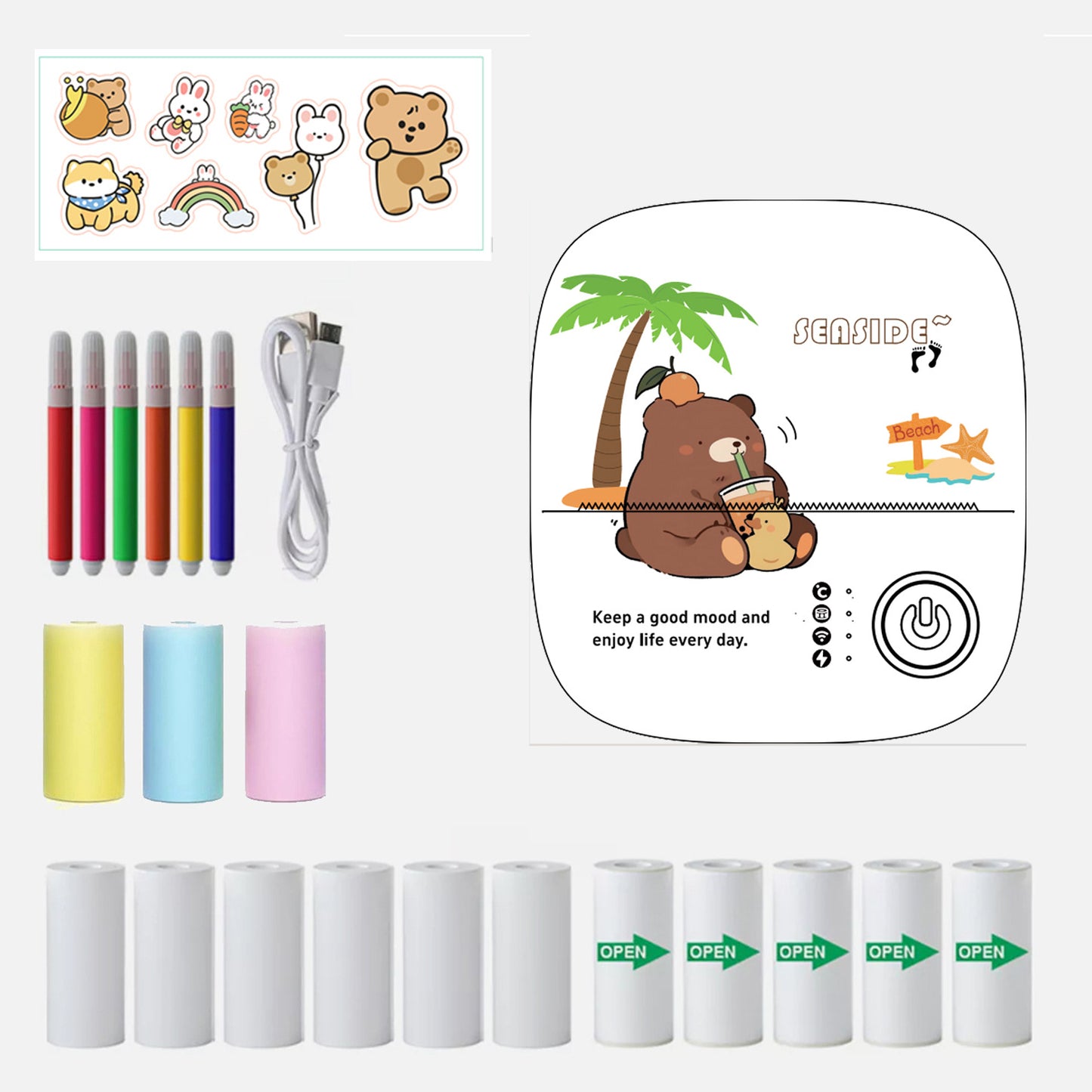 Mini Sticker Printer, Mini Thermal Printer, Portable Bluetooth Inkless Printpods, Pocket Label Maker Suitable for Creative Kids DIY, Diaries, Photos, Study Notes