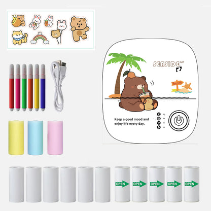Mini Sticker Printer, Mini Thermal Printer, Portable Bluetooth Inkless Printpods, Pocket Label Maker Suitable for Creative Kids DIY, Diaries, Photos, Study Notes